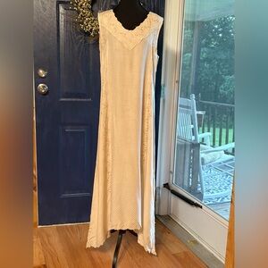 Vintage Cream Scoop Neck Sleeveless Dress or Cover up.
